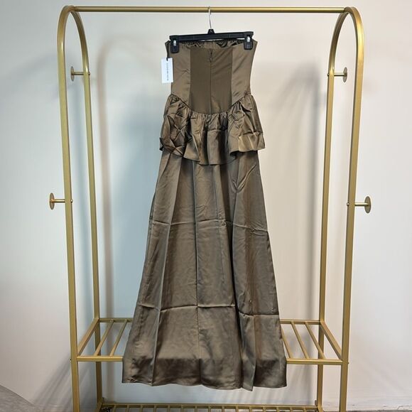 WeWoreWhat Strapless Corset Peplum Maxi Dress Brown 0 - Picture 6 of 10